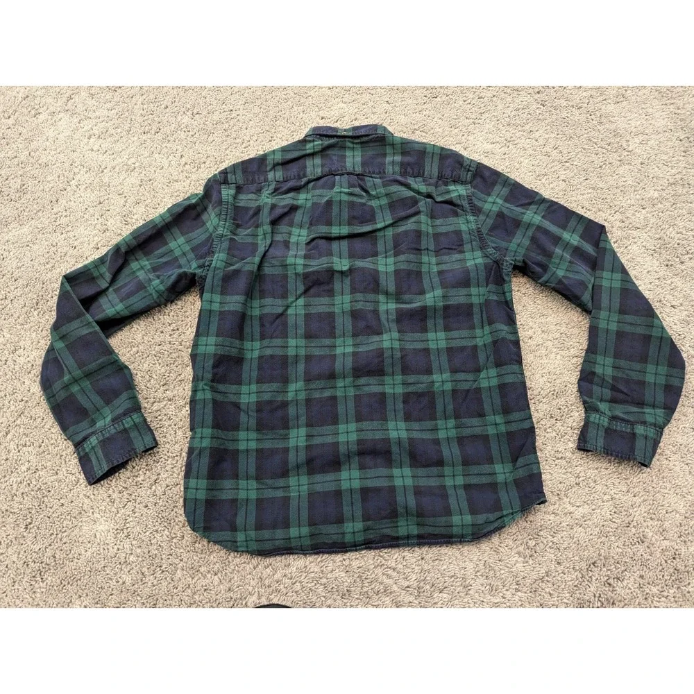 J. Crew‎ Button Up Shirt Mens Large Slim Plaid Green Long Sleeves